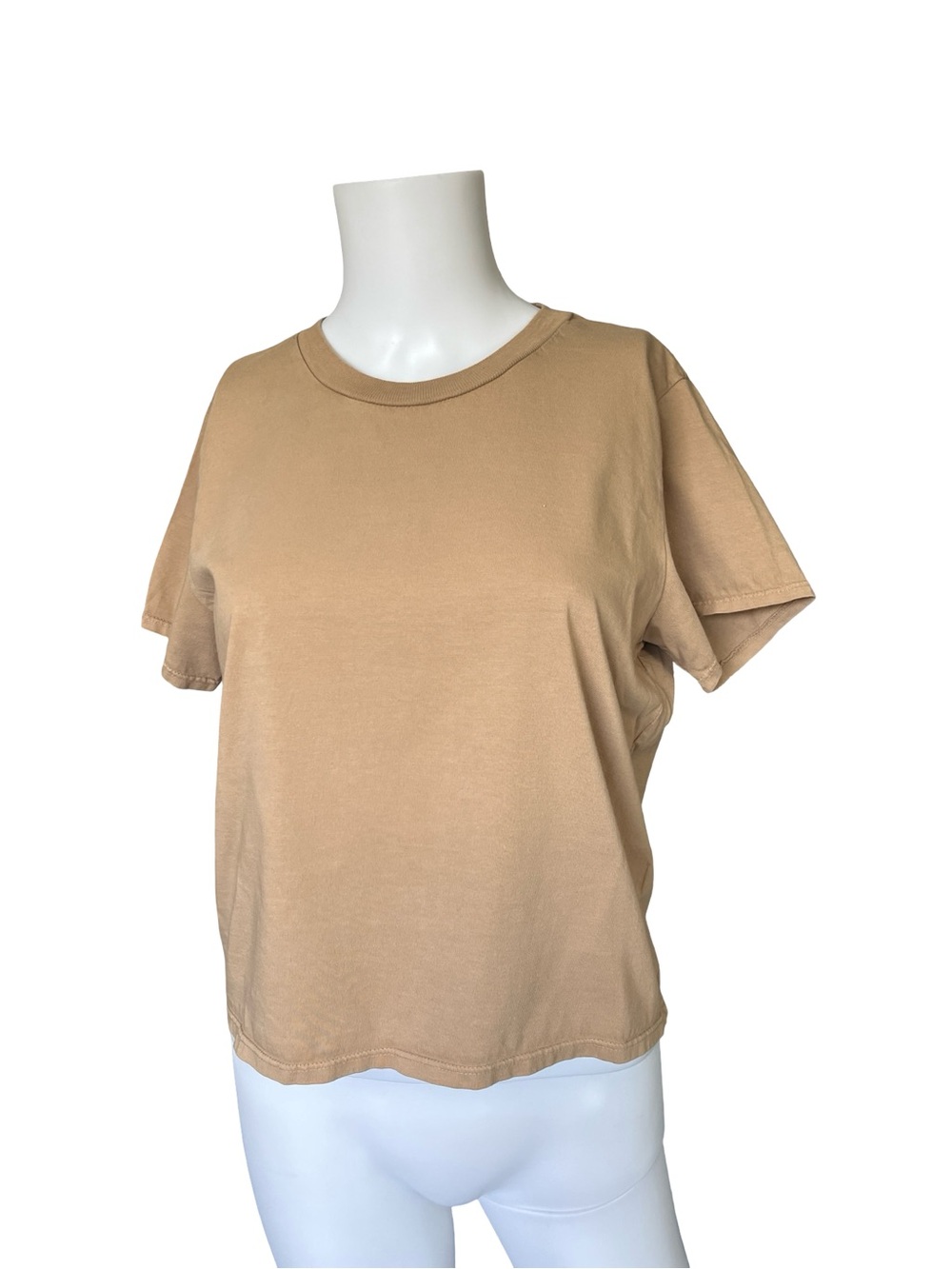 PerfectWhiteTee Tan T-shirt Short Sleeve Crew Neck Casual Womens Size Medium
